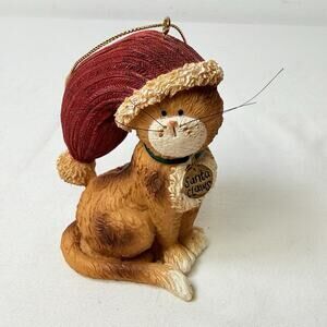 Deb Strain Santa Claws Orange Cat Wearing A Red Santa Hat Christmas Ornament